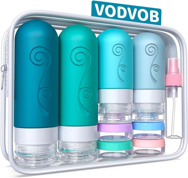 vodvob 16 Pack Travel Bottles Set for Toiletries, TSA Approved Travel Containers Leak Proof Silicone Squeezable Travel Accessories 2oz 3oz for Shampoo Conditioner Lotion Body Wash (BPA Free) (blue) - Image 1
